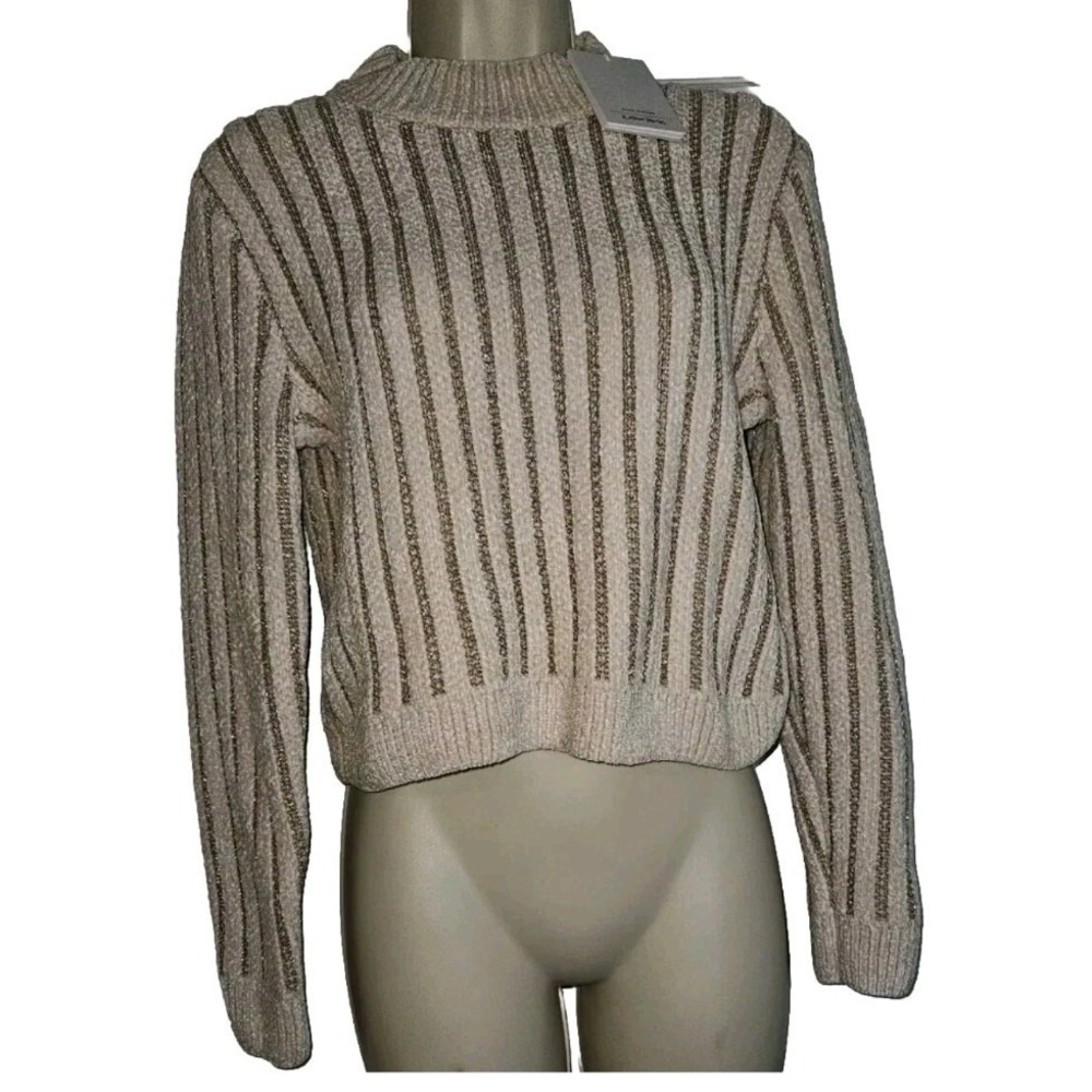 Paris Ateller & Other Stories Knit Crop Sweater Metallic Chain Link Size S